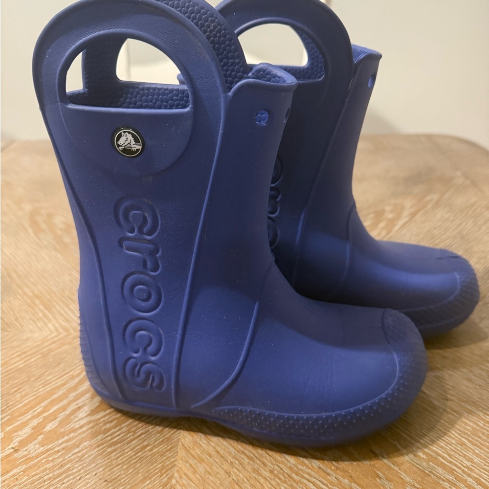CROCS Blue Waterproof Rain Boots with Pull-On Handles